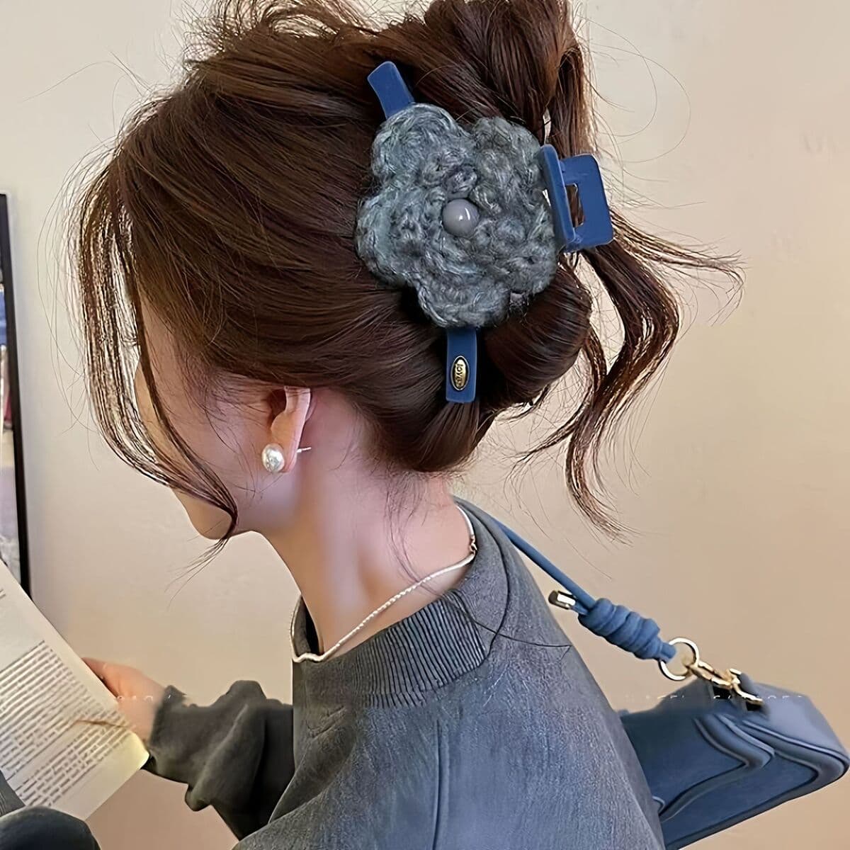 Заколка для волос в клетку, новая модель 2025 года, элитный стиль для затылка, высококачественная заколка-«жабромер»,...