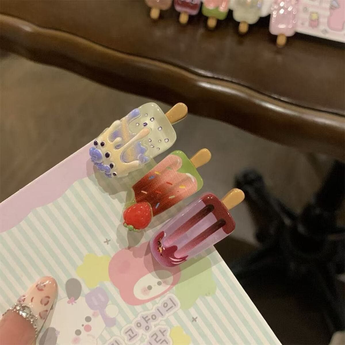 Милая мини-заколка для волос в виде мороженого, креативная забавная заколка для волос с рваной челкой, мультяшная заколка в...