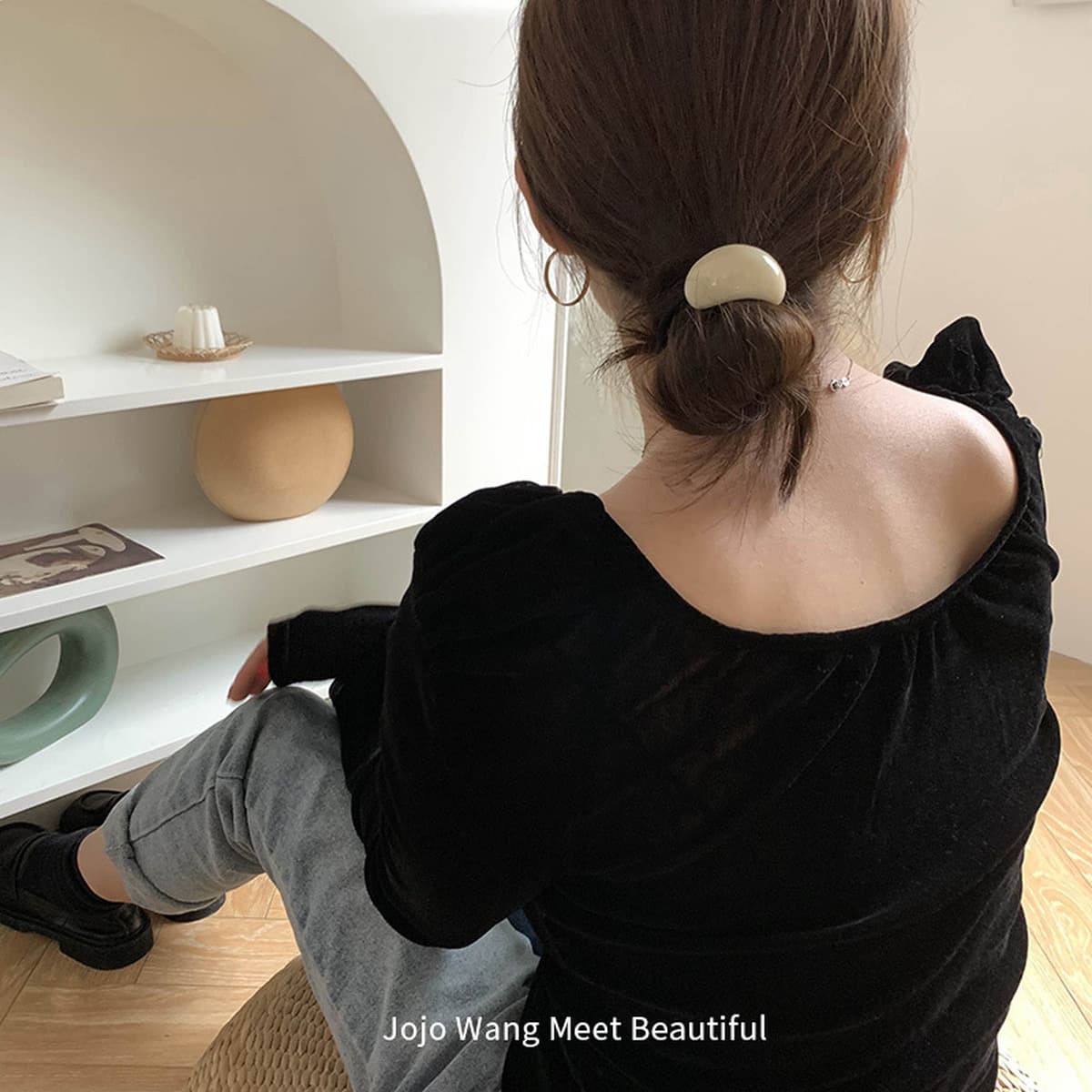 Красивый молочный кофе ~ Маленькая молочная крышка простой конский хвост кольцо для волос