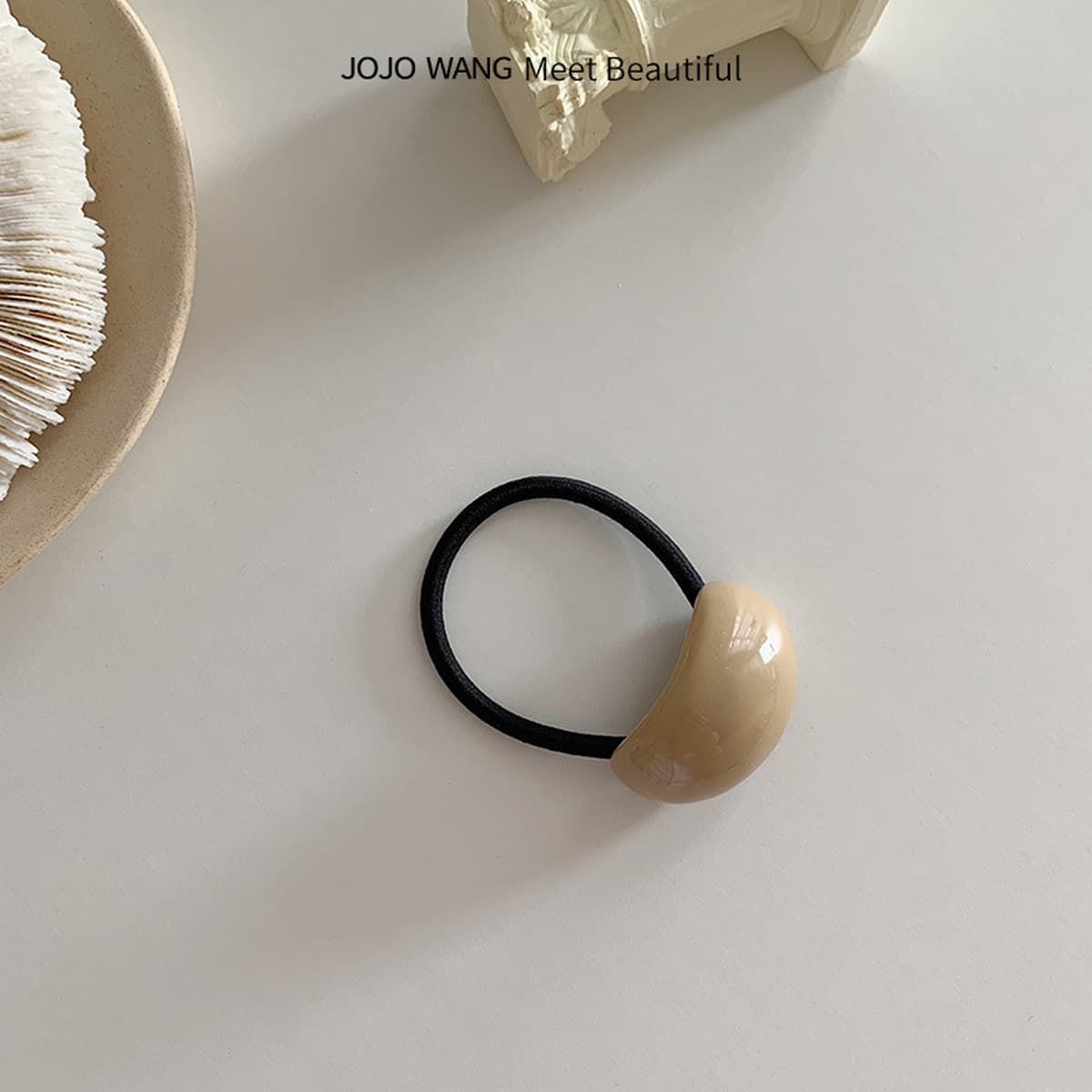 Красивый молочный кофе ~ Маленькая молочная крышка простой конский хвост кольцо для волос