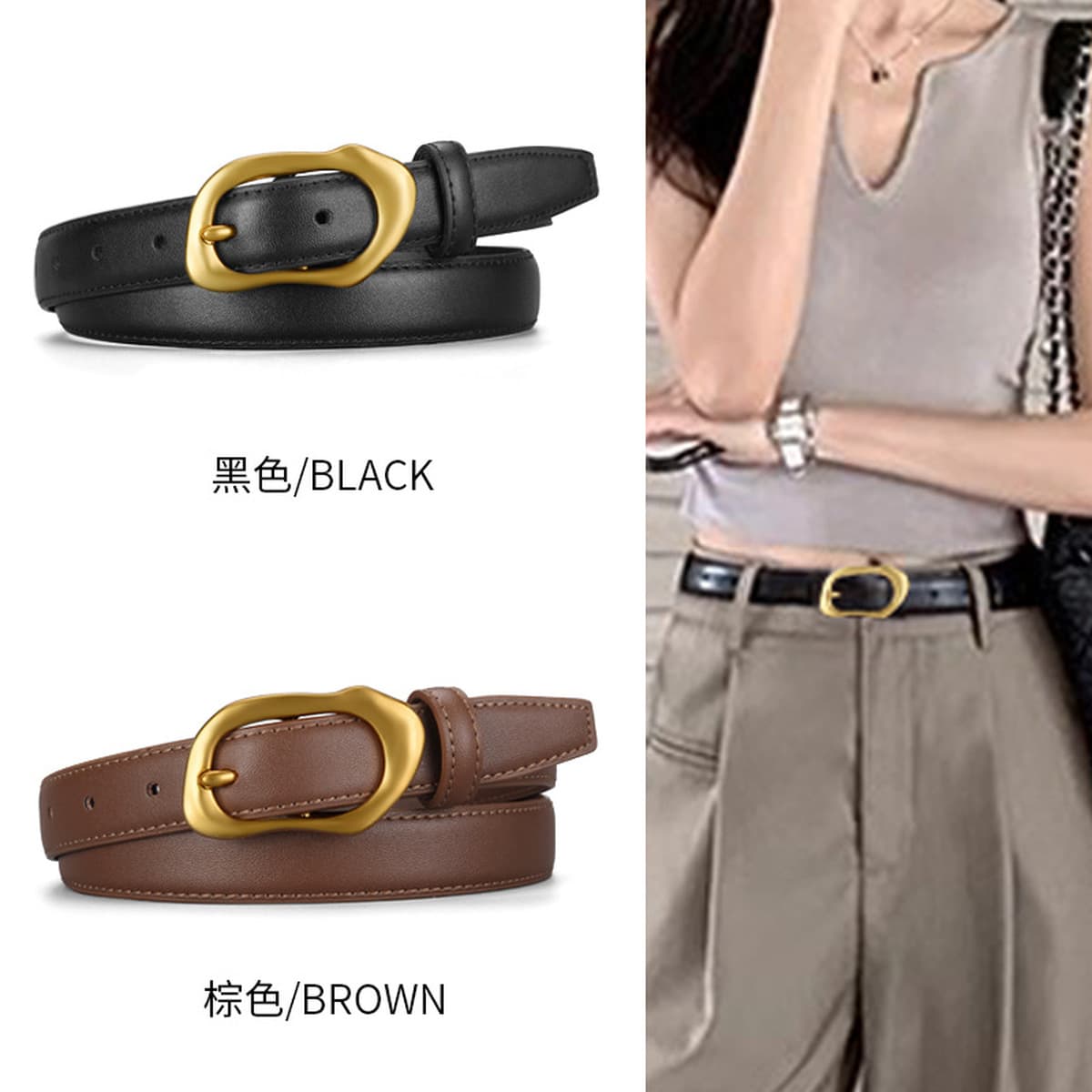 Новый ремень с пряжкой из сплава для женщин, универсальный ремень из натуральной кожи, европейская и американская летняя...