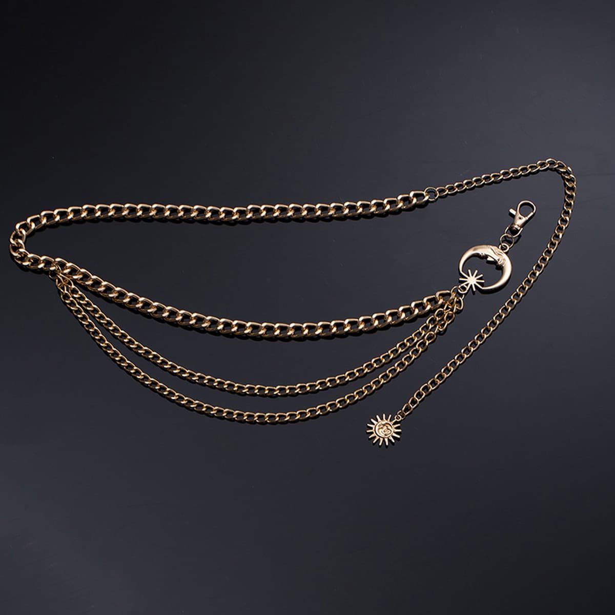 Элегантная металлическая поясная цепочка с подсолнухом для женщин, регулируемый аксессуар для талии платья, многослойный...