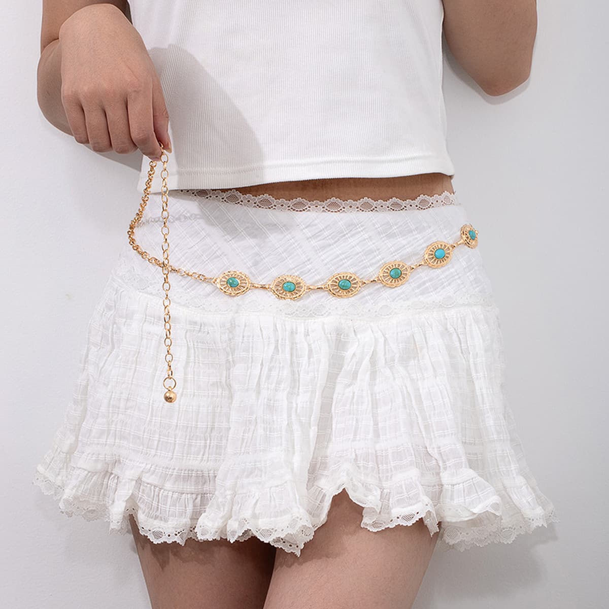 Элегантная металлическая поясная цепочка с подсолнухом для женщин, регулируемый аксессуар для талии платья, многослойный...