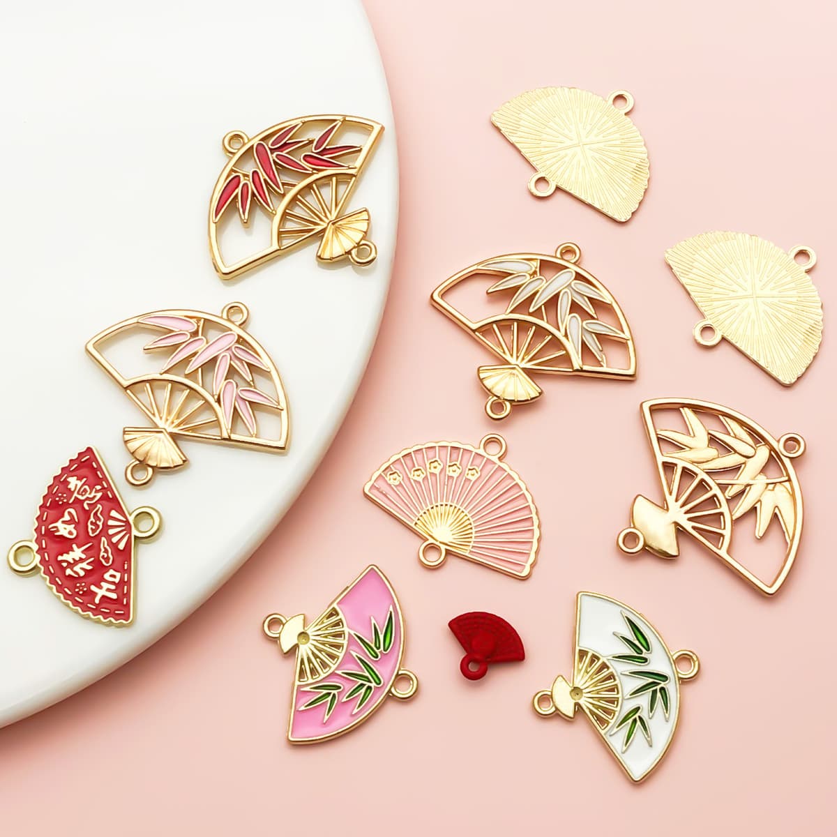 Двойной подвесной веер в китайском стиле с цветком сливы и бамбуковым листом, новые китайские серьги-заколки из масляного...