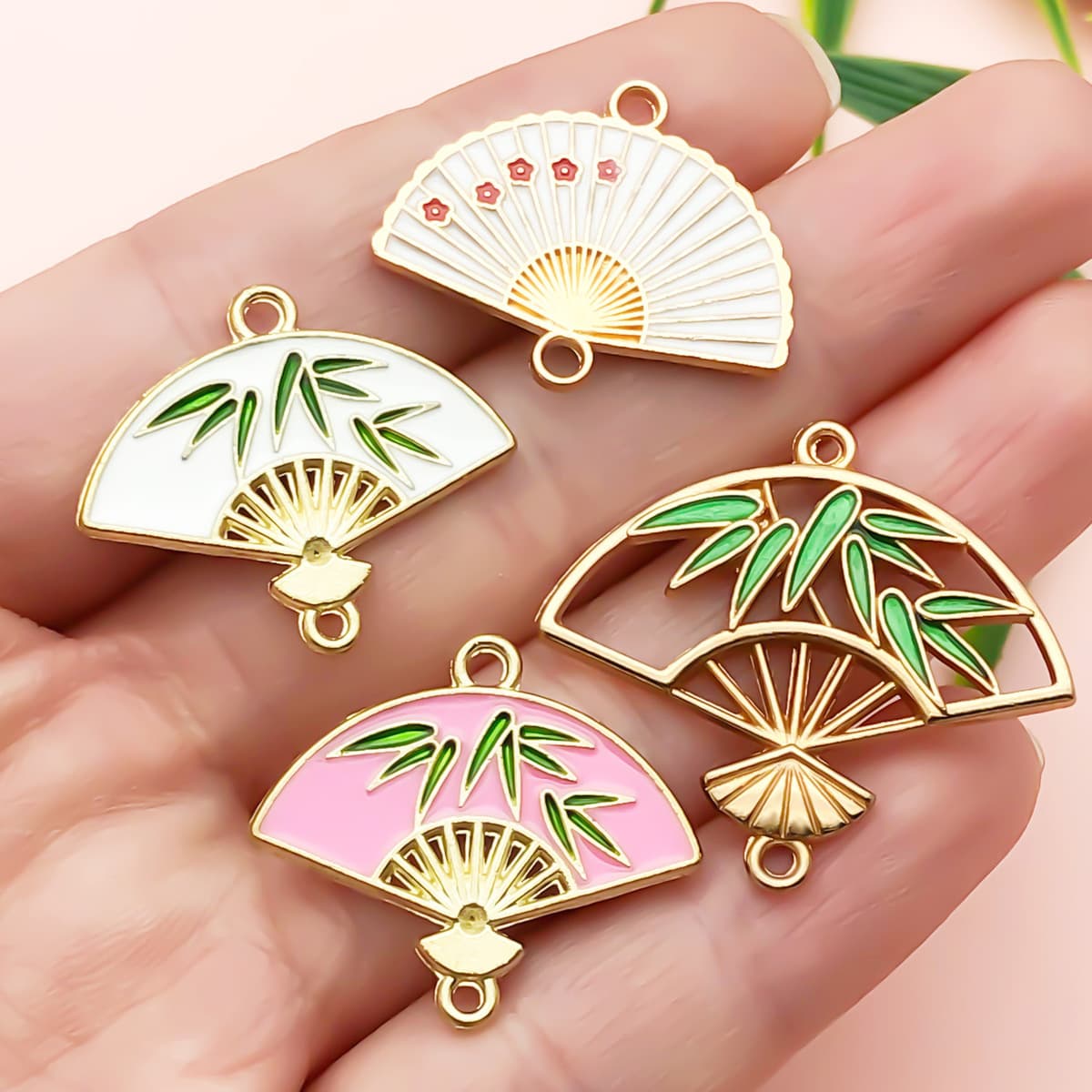 Двойной подвесной веер в китайском стиле с цветком сливы и бамбуковым листом, новые китайские серьги-заколки из масляного...