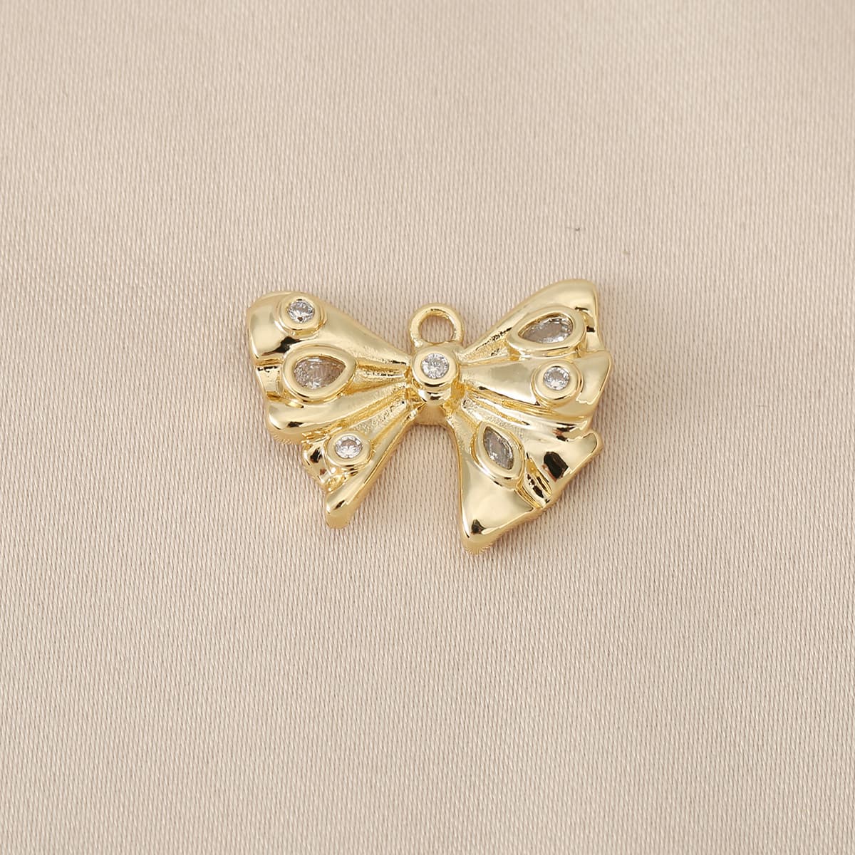 Медные аксессуары для рукоделия с сохранением цвета, покрытые 18-каратным золотом, в форме банта, для подвесок, серег,...