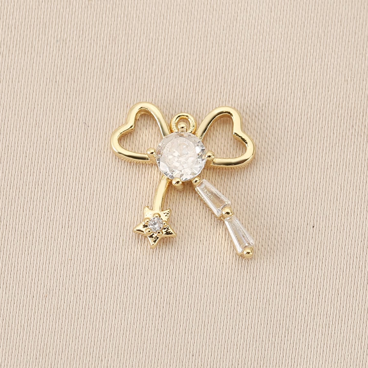 Медные аксессуары для рукоделия с сохранением цвета, покрытые 18-каратным золотом, в форме банта, для подвесок, серег,...