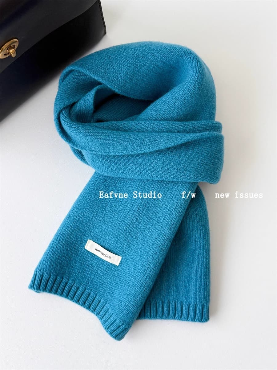 Корейский стиль, новый универсальный однотонный шарф из 100% чистой шерсти, женский осенне-зимний теплый вязаный шарф,...
