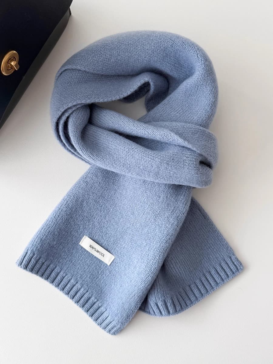 Корейский стиль, новый универсальный однотонный шарф из 100% чистой шерсти, женский осенне-зимний теплый вязаный шарф,...
