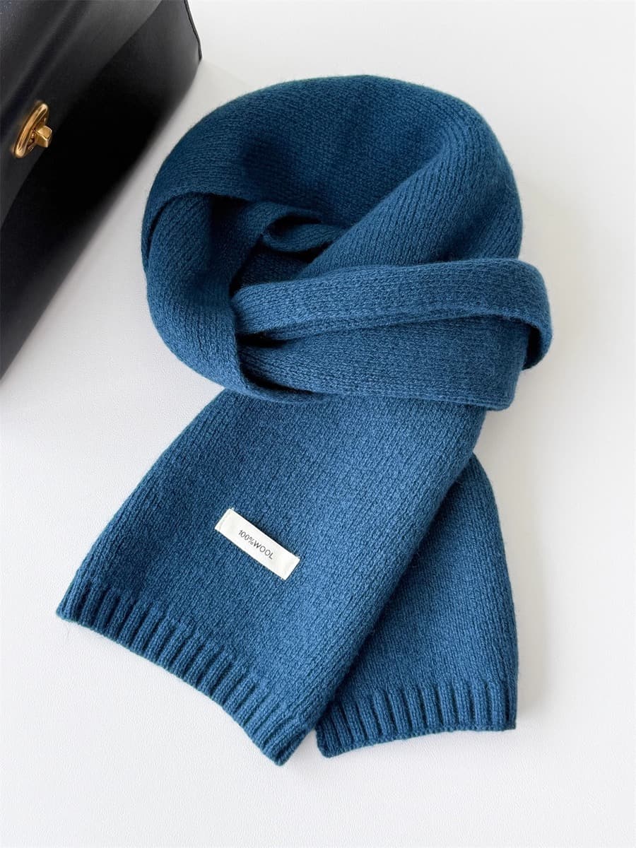 Корейский стиль, новый универсальный однотонный шарф из 100% чистой шерсти, женский осенне-зимний теплый вязаный шарф,...