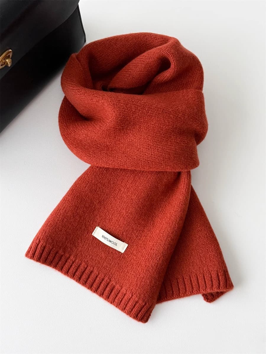 Корейский стиль, новый универсальный однотонный шарф из 100% чистой шерсти, женский осенне-зимний теплый вязаный шарф,...