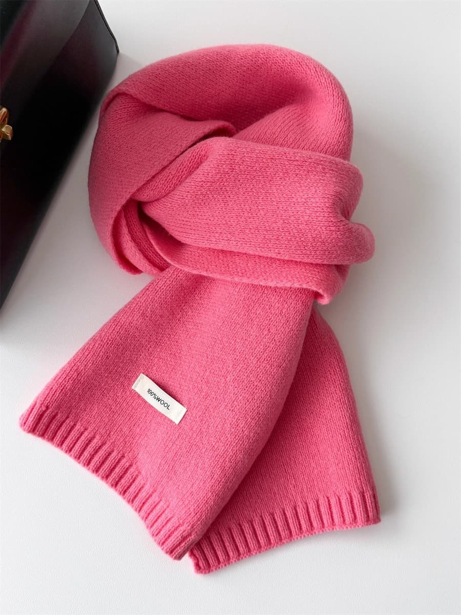 Корейский стиль, новый универсальный однотонный шарф из 100% чистой шерсти, женский осенне-зимний теплый вязаный шарф,...