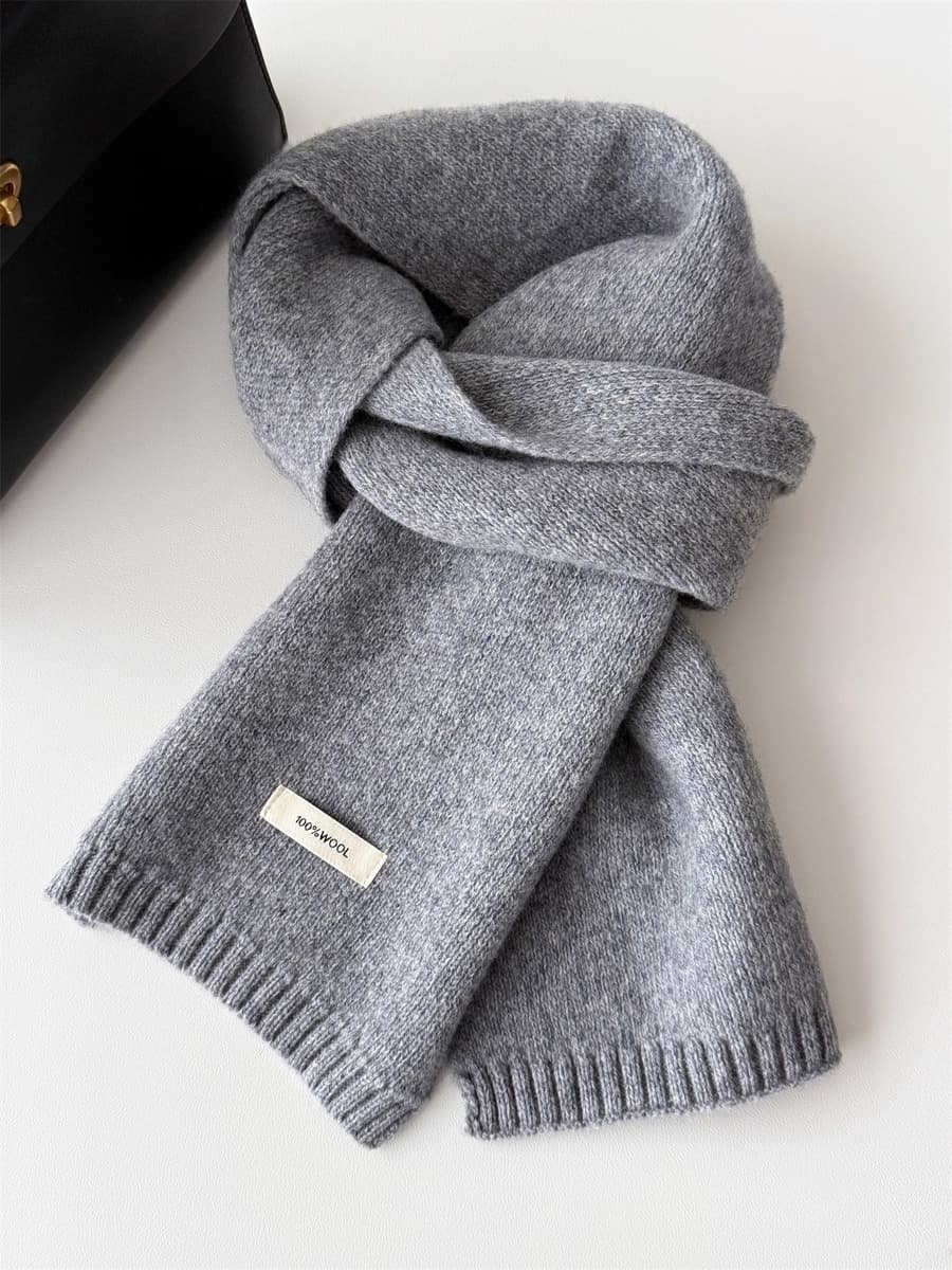 Корейский стиль, новый универсальный однотонный шарф из 100% чистой шерсти, женский осенне-зимний теплый вязаный шарф,...