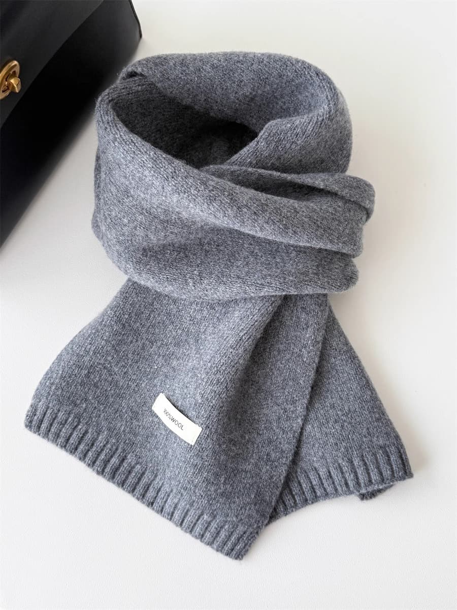 Корейский стиль, новый универсальный однотонный шарф из 100% чистой шерсти, женский осенне-зимний теплый вязаный шарф,...