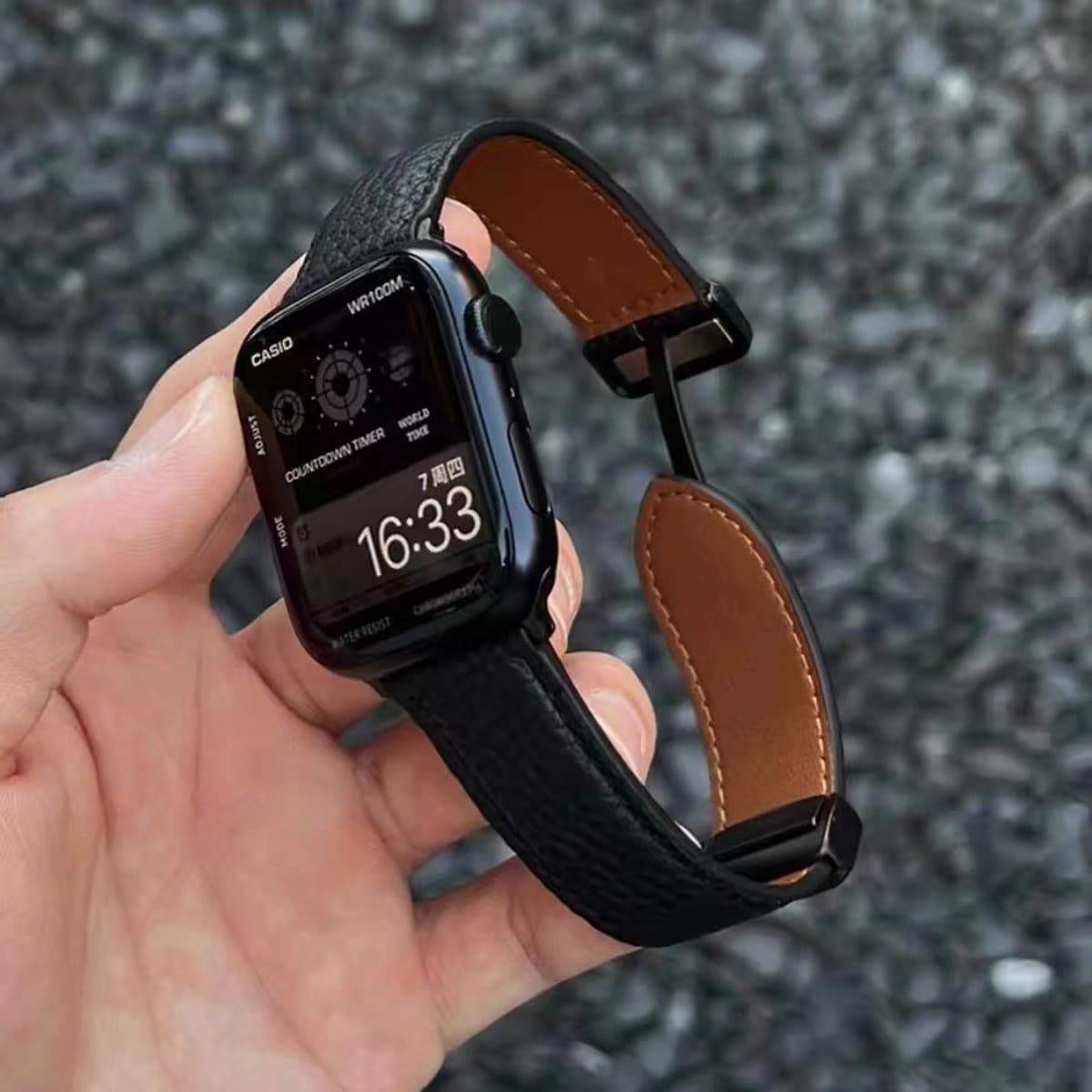 Для Apple Watch AppleWatch456iwatch78910se Личи кожаный магнитный отсосной ремень