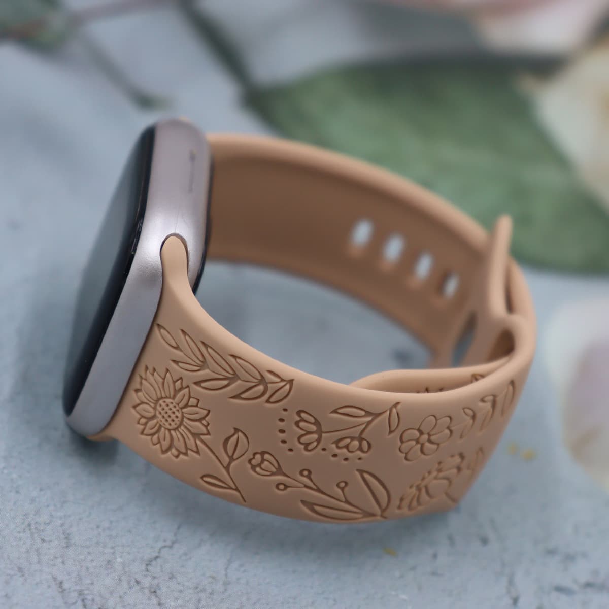 Ремешок для Apple Watch с регулируемой длиной и солнечным цветочным узором, силиконовый ремешок, стильный и повседневный...