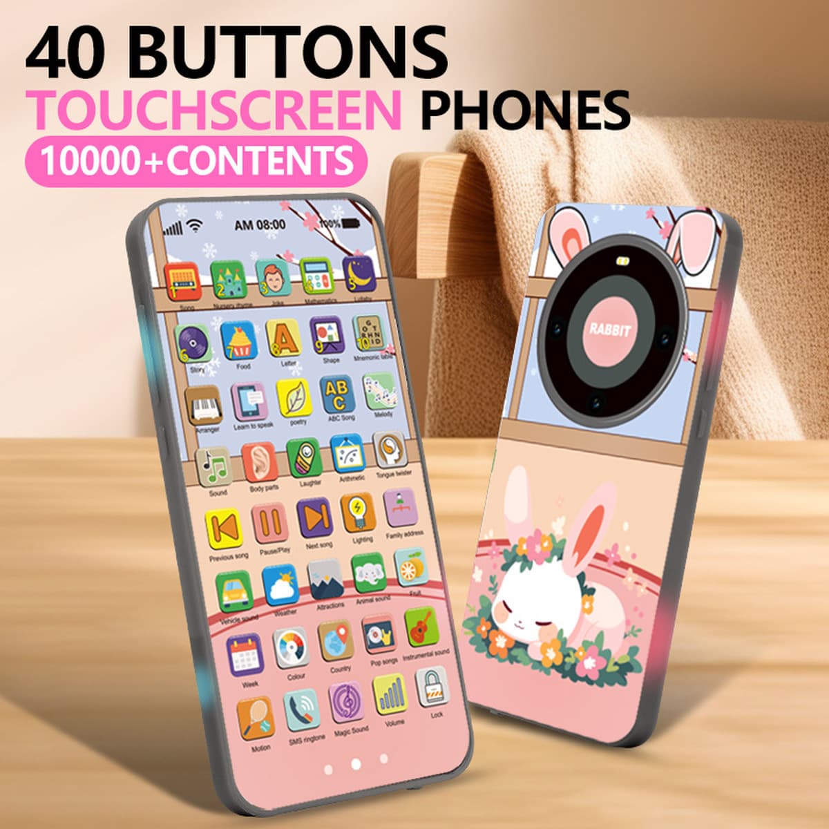 Детский мобильный телефон для раннего развития, многофункциональный обучающий прибор для малышей, умный музыкальный...