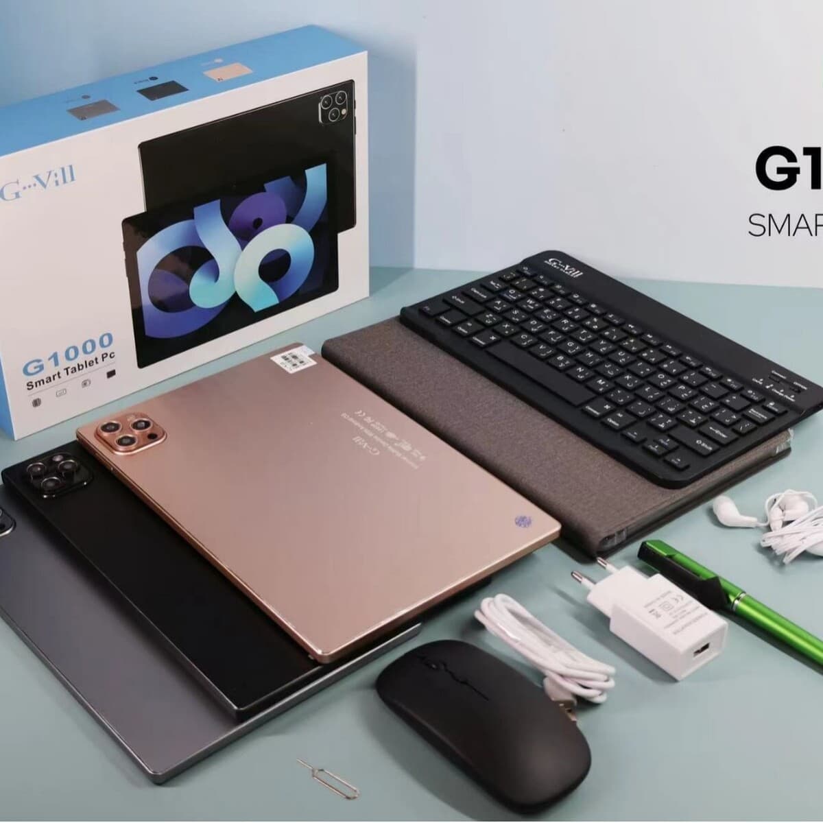 Популярный планшетный компьютер G1000 с диагональю экрана 10,1 дюйма, поддержкой 5G и Wi-Fi, для обучения и бизнес-аналитики.