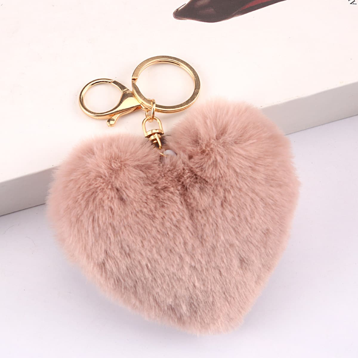 Радужная любовь мех мяч брелок персик сердце плюшевые автомобильные аксессуары Леопард пара сердце кулон производители оптом