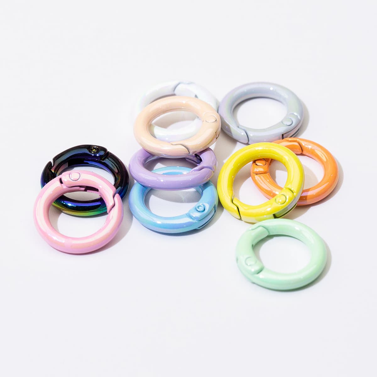 Цветная пружинная Пряжка УФ-покрытие кольцо Открытое кольцо пружинное кольцо брелок DIY аксессуары сплав соединительное...