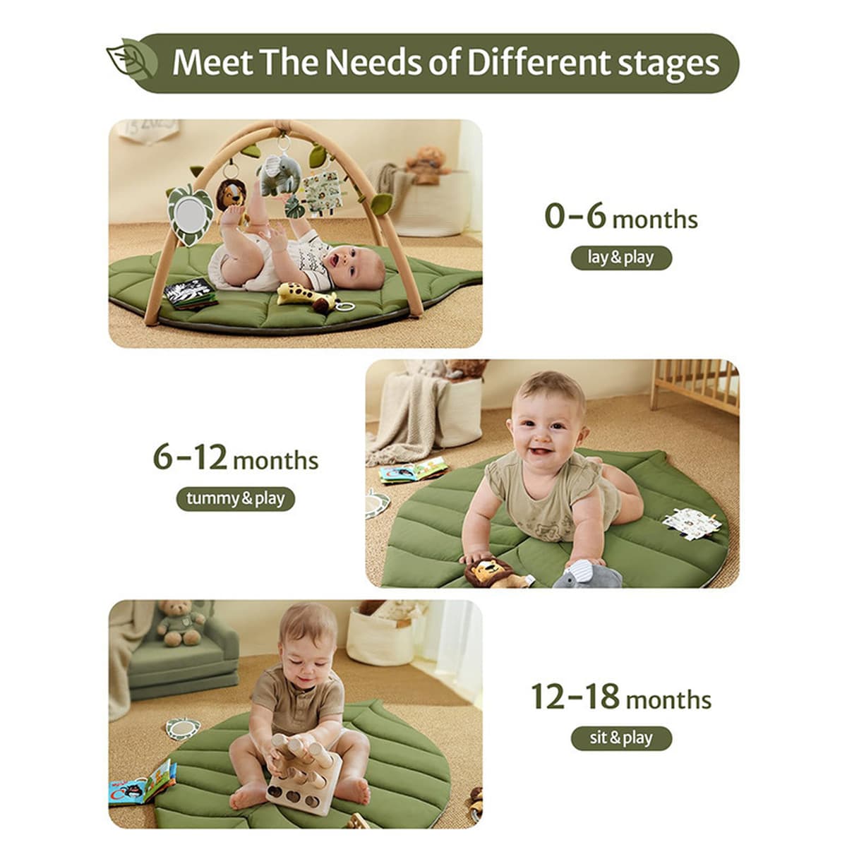 Игрушечный детский игровой коврик с листьями, коврик для ползания, фитнес-рамка с подушкой, коврик для ползания, тканевая...