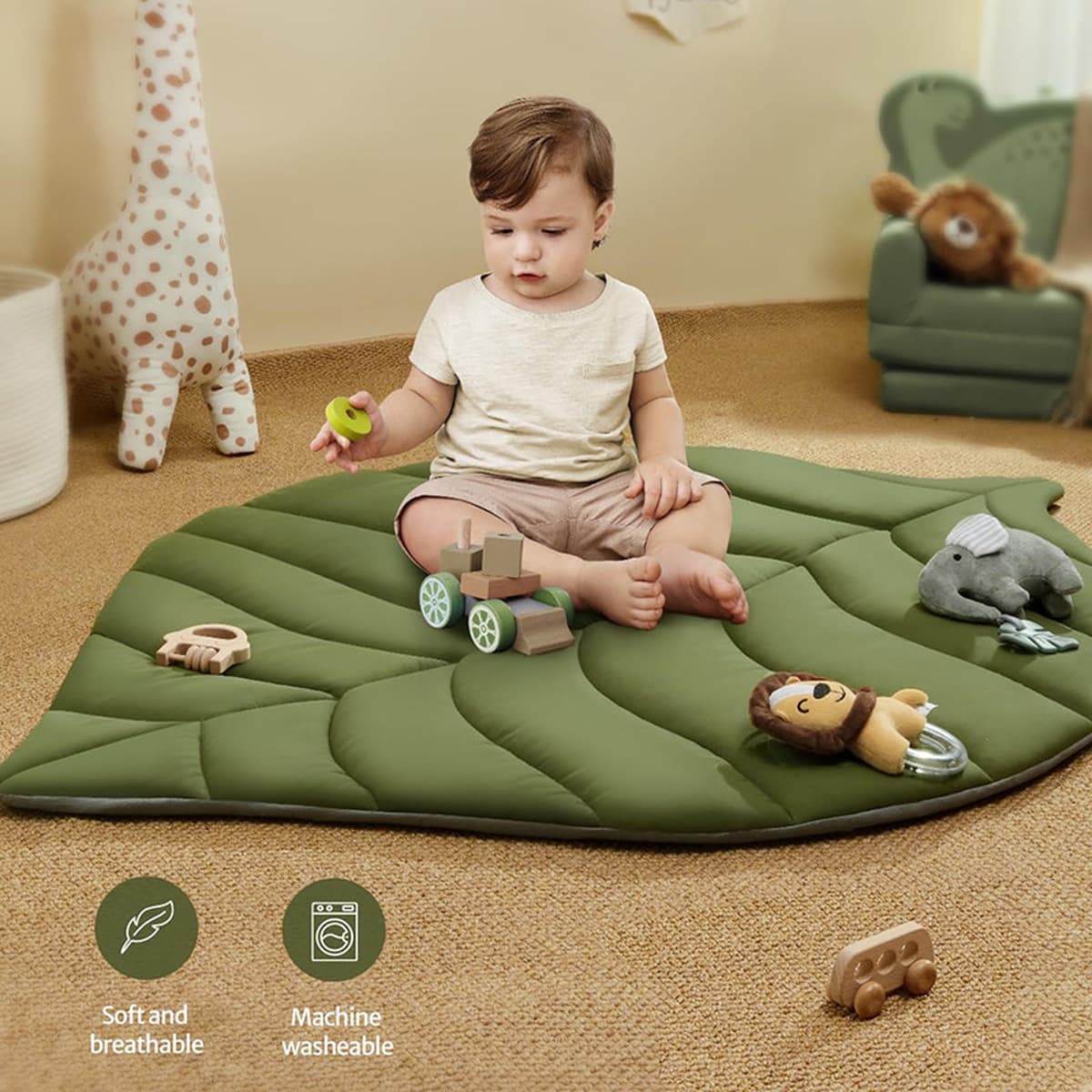 Игрушечный детский игровой коврик с листьями, коврик для ползания, фитнес-рамка с подушкой, коврик для ползания, тканевая...