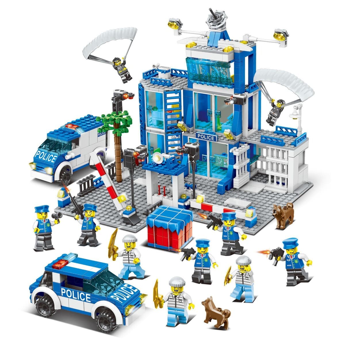 Трансграничная взрывная пожарная станция модель собранного кирпича игрушка вертолет пожарная машина совместима с сумкой...