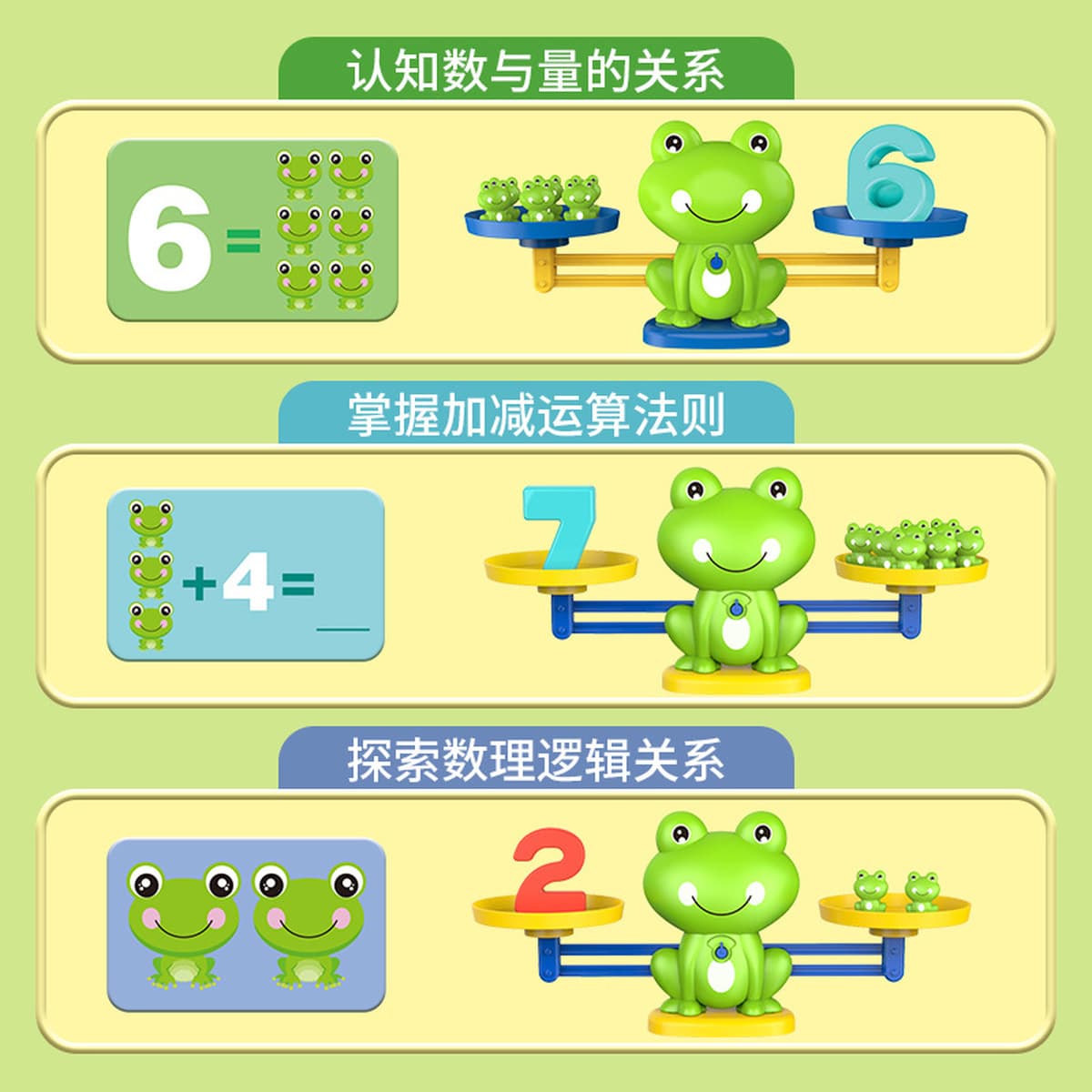 Детские цифровые весы лягушки Раннее обучение логическому мышлению Тренировка для детей