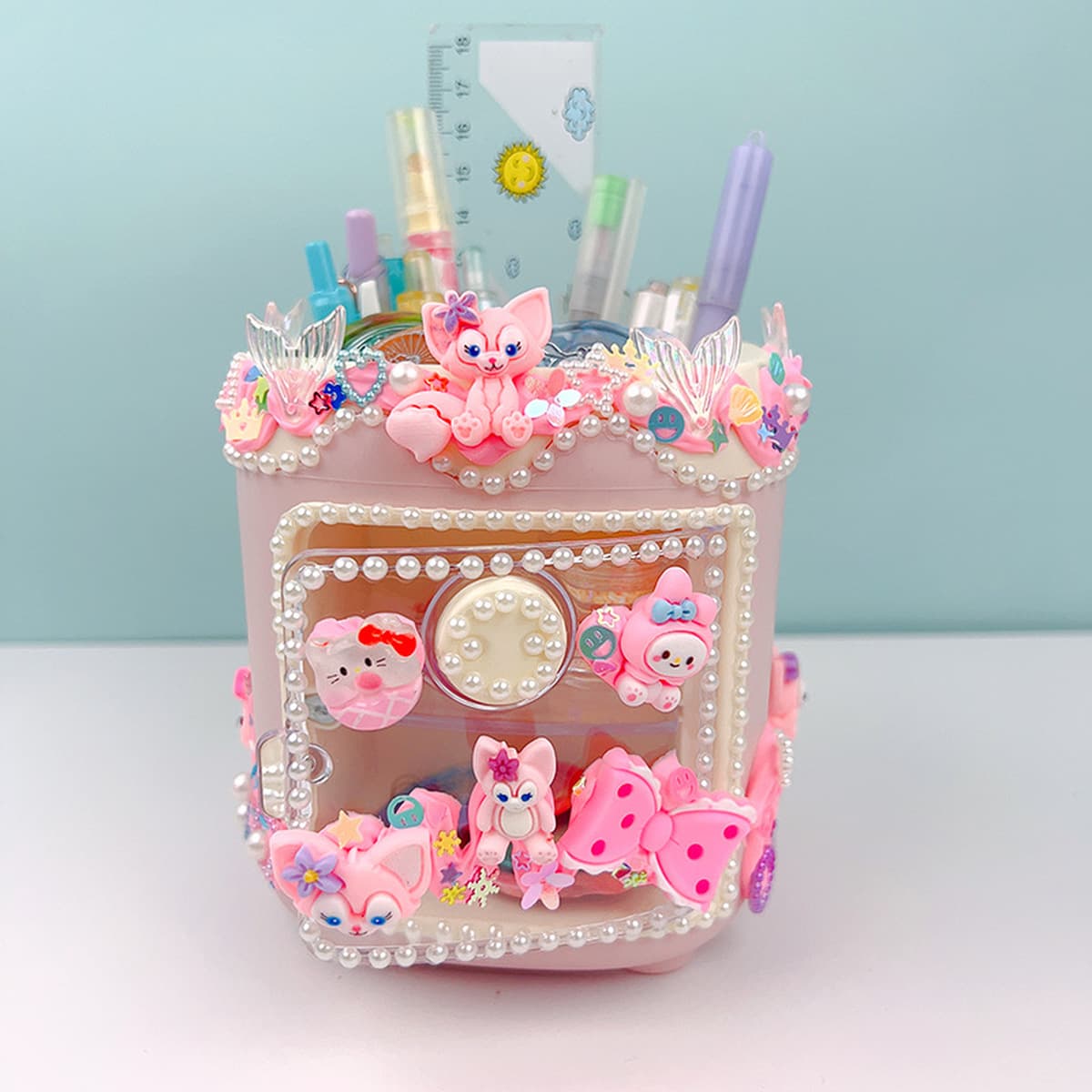 Креативный детский кремовый клей ручной работы держатель для ручек материал сумка студенческий Настольный ящик для хранения...