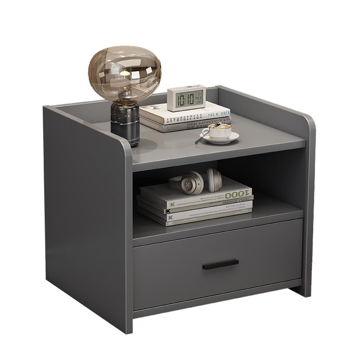 Простая ночная тумбочка в современной спальне