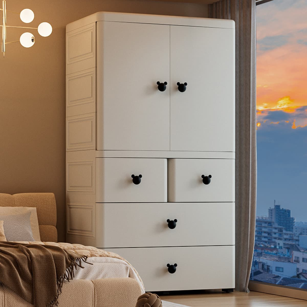 Youyi Point 80cm утолщенный двойной дверной детский шкаф шкаф для хранения детей простой шкаф для одежды для детей