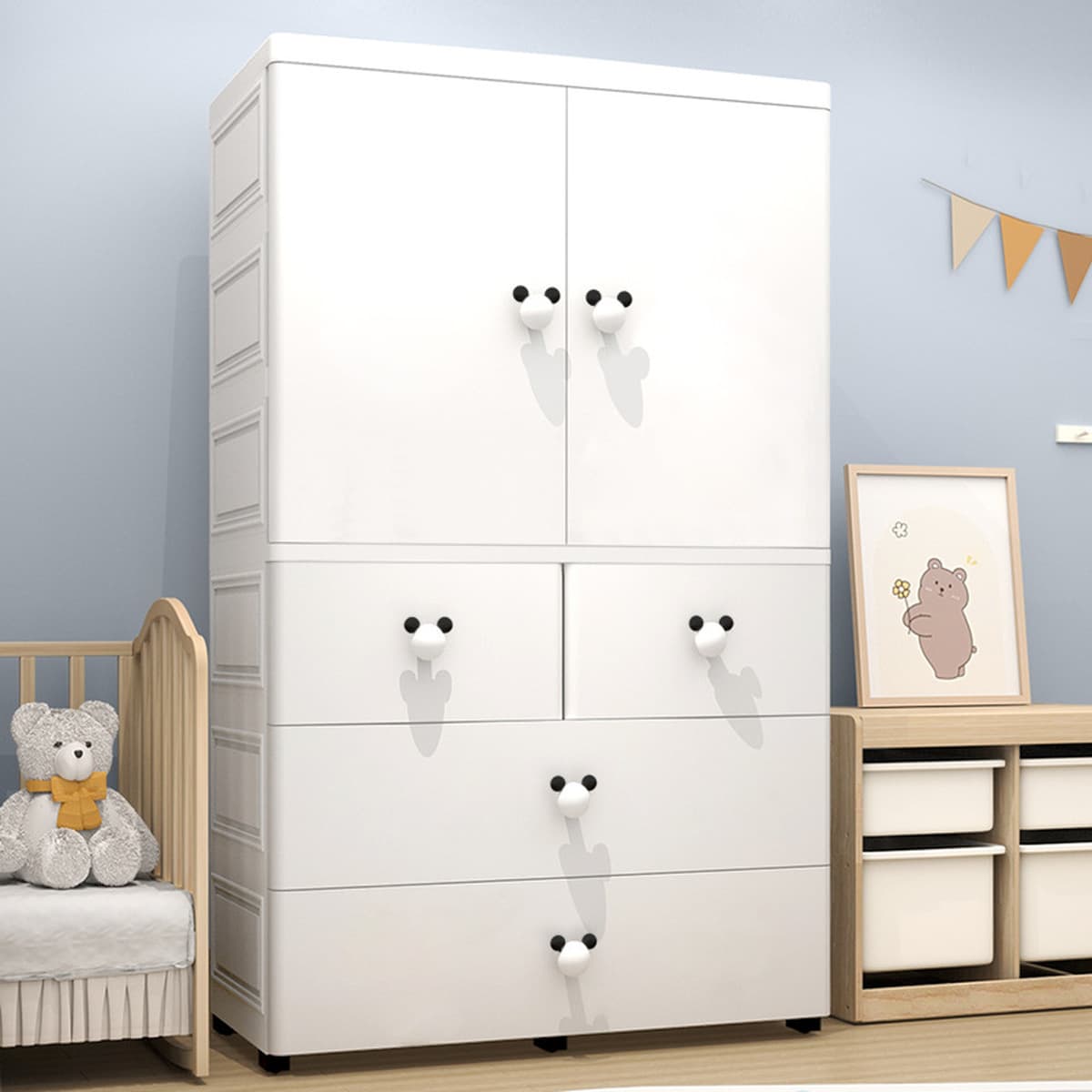 Youyi Point 80cm утолщенный двойной дверной детский шкаф шкаф для хранения детей простой шкаф для одежды для детей