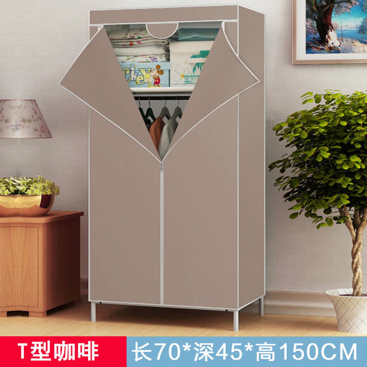 Я Ruifan простой шкаф Тканевый шкаф один маленький шкаф общежитие шкаф пылезащитный закрытый простой современный специальное...