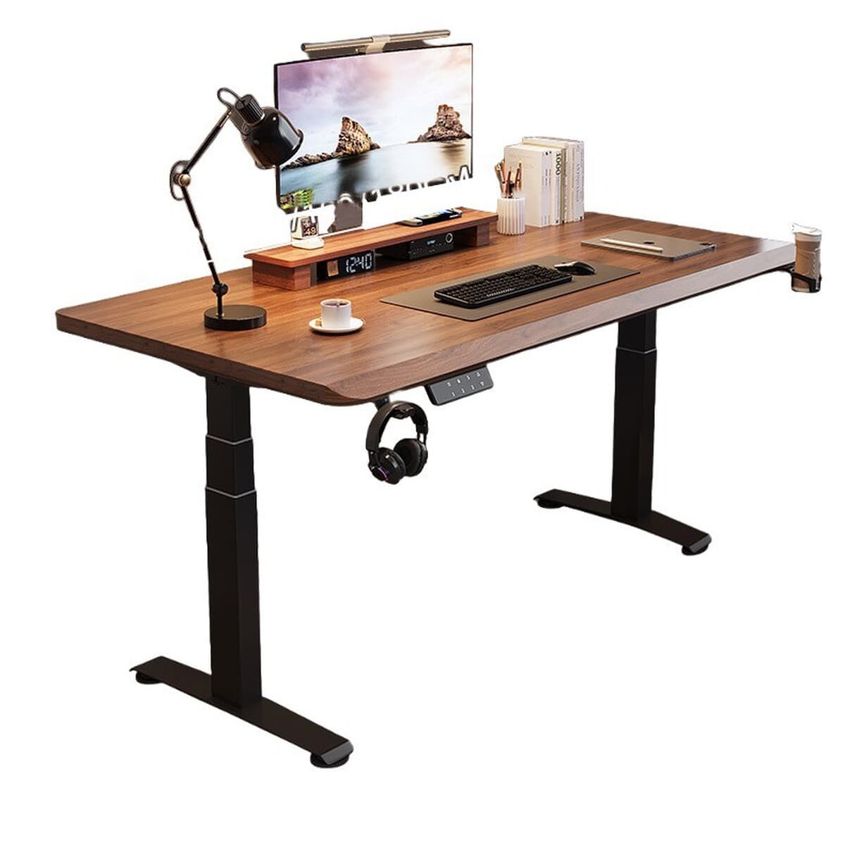 Электрический подъемный стол из цельного дерева, домашний учебный стол, компьютерный стол для киберспорта, офисный стол,...