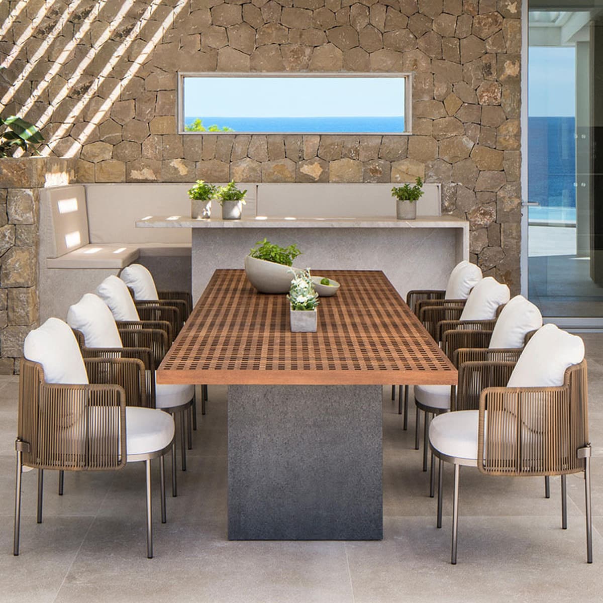 Открытый стол и стул Двор Вилла Сад Ротанга Стул Из Нержавеющей Стали Открытый Балкон Антикоррозионная Деревянная Мебель Для...