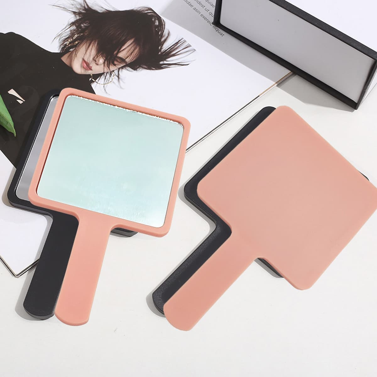Ручка для макияжа Зеркало Ручка Зеркало Премиум Портативное Портативное Зеркало Квадратное Маленькое Зеркало Реклама Подарки...