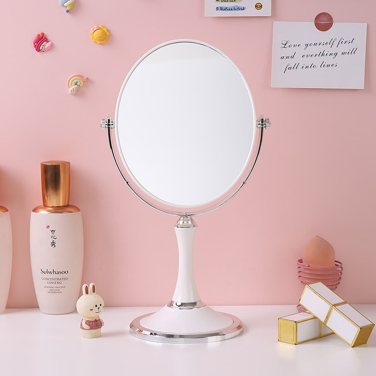 Зеркало для макияжа, настольное косметическое зеркало, двустороннее увеличительное зеркало для красоты, настольное зеркало...