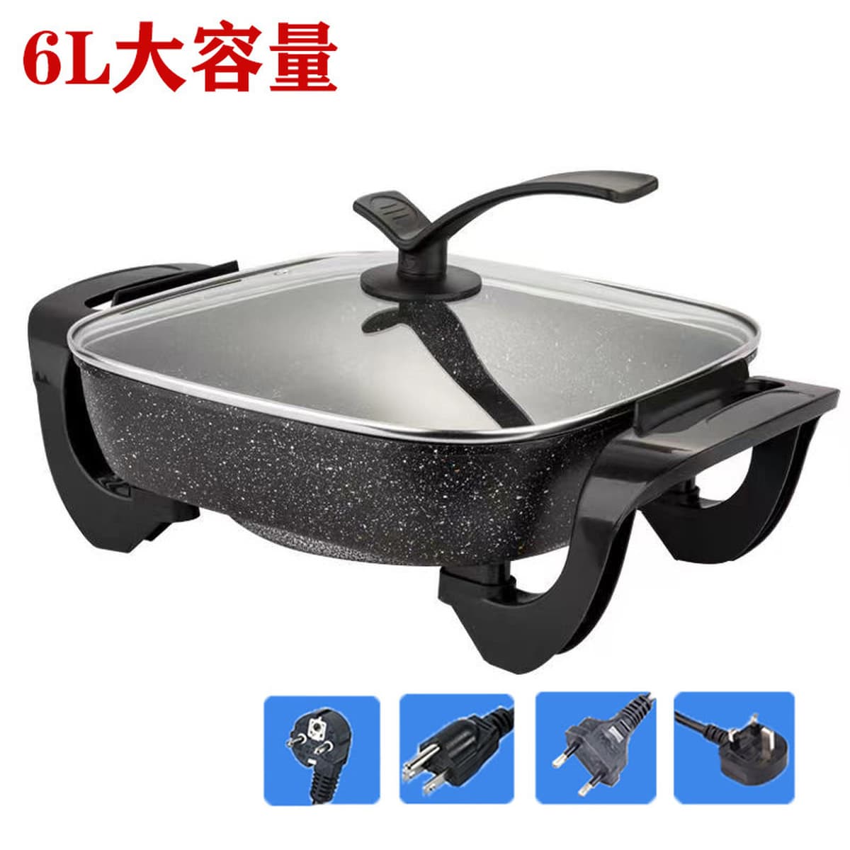 Корейская электрическая кастрюля, бытовая электрическая кастрюля с антипригарным покрытием, квадратная кастрюля, бездымная...