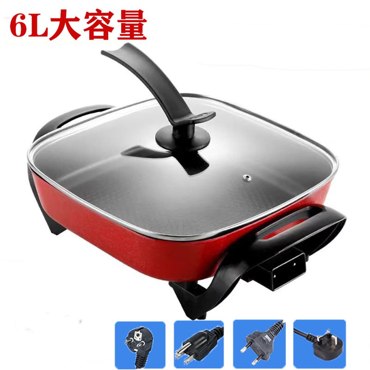 Корейская электрическая кастрюля, бытовая электрическая кастрюля с антипригарным покрытием, квадратная кастрюля, бездымная...