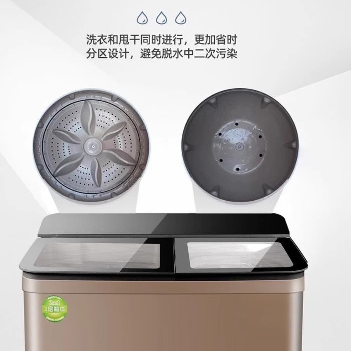 Полуавтоматическая стиральная машина 10/ 15kg бытовая с двумя ваннами из нержавеющей стали большой емкости старомодная...