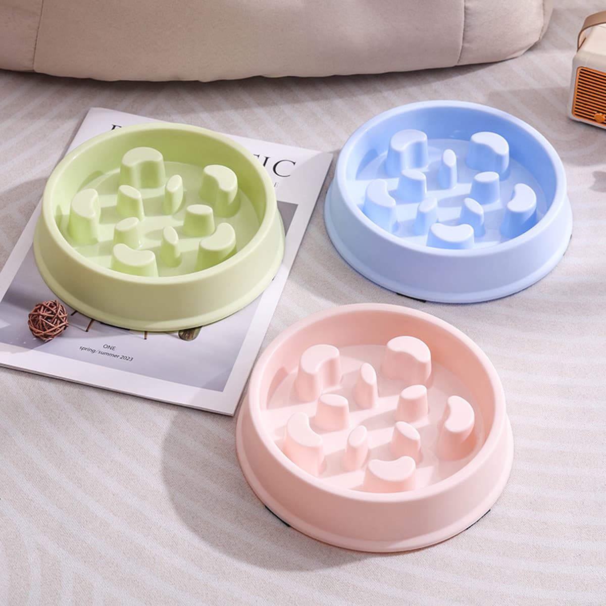 Новые миски для животных цвета макарон, медленная кормушка, антиудушающая, для здоровья, в цветной коробке