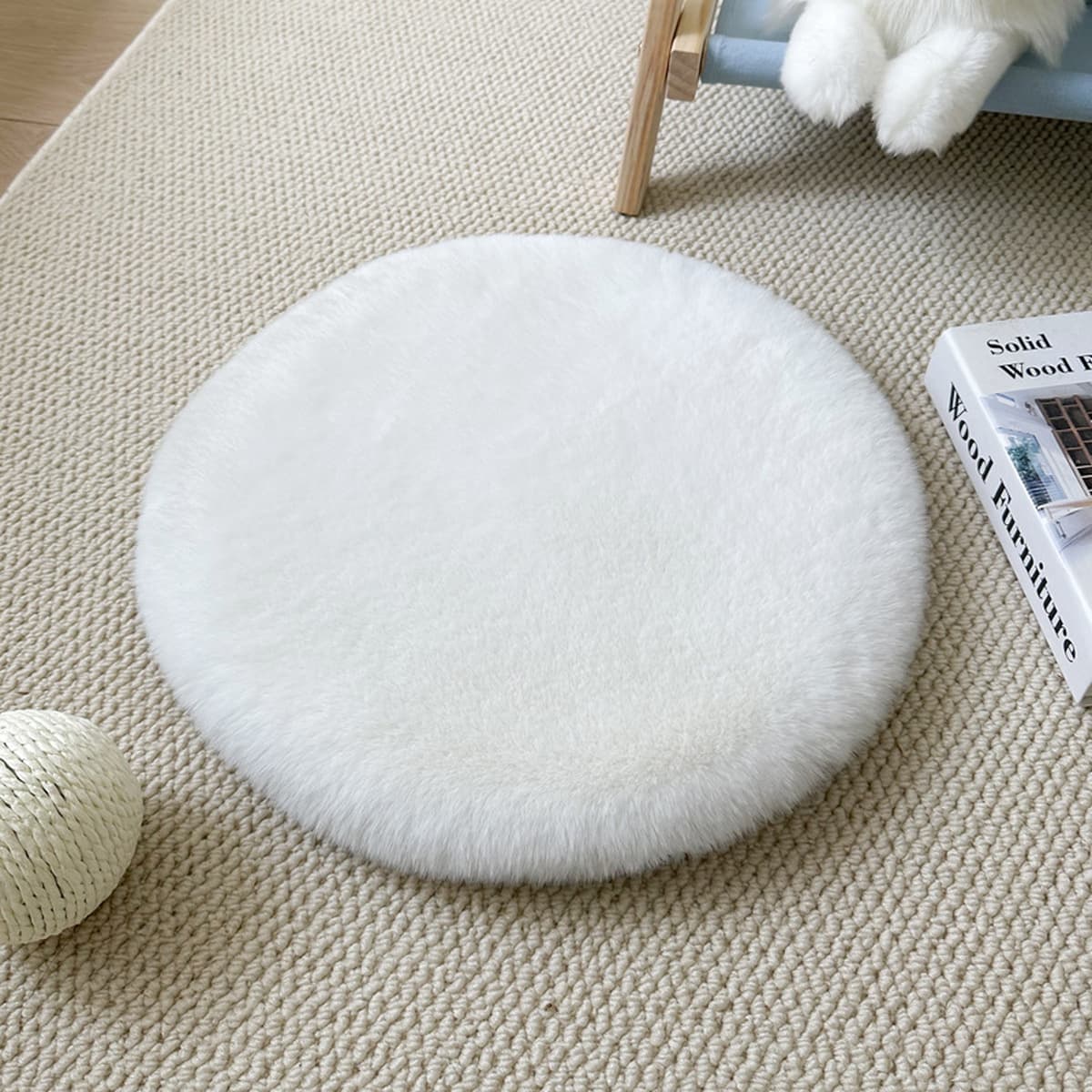 Круглый коврик для кошачьего гнезда, коврик из искусственного кроличьего меха, лежанка для питомца, спальный коврик, подушка...