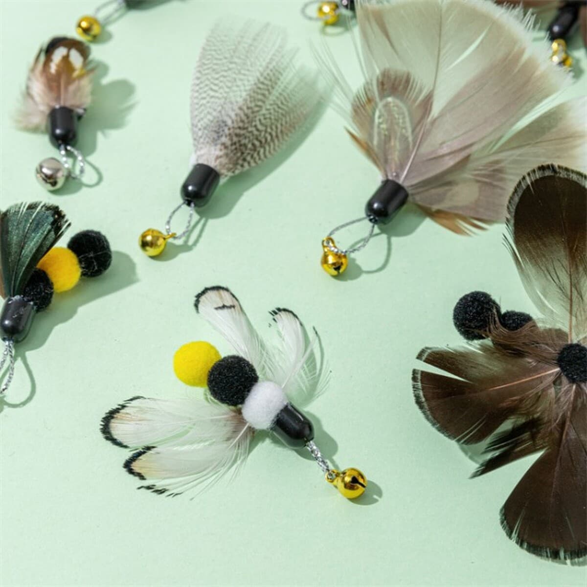 Новая кошачья палка имитация насекомого Замена головы маленькое летающее насекомое кошачья палка зоотовары производители...