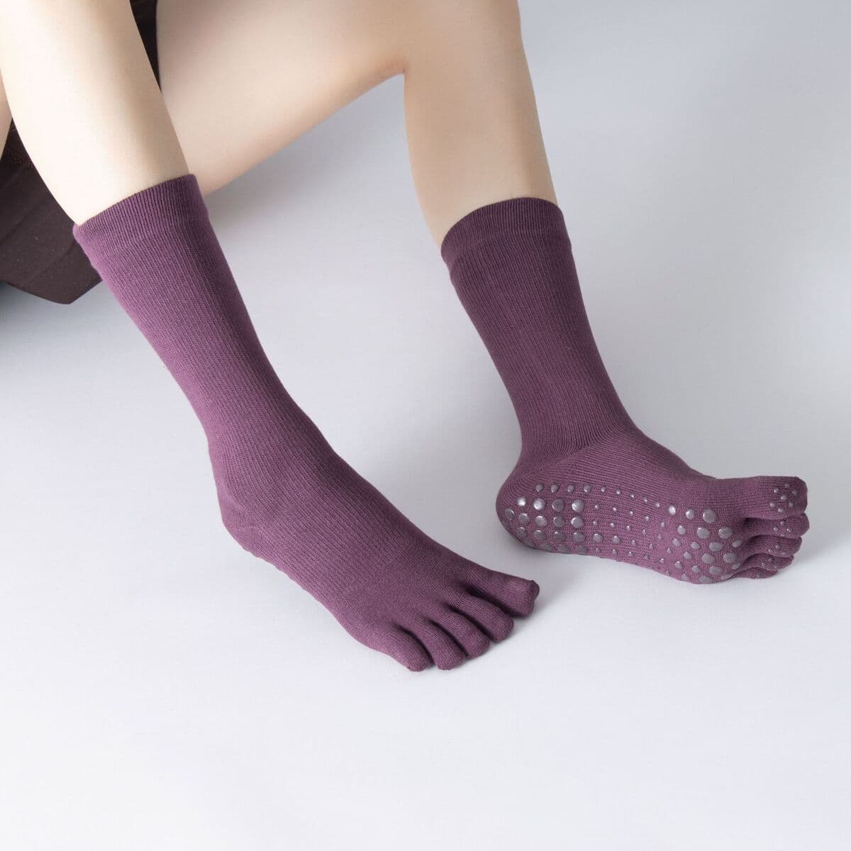 Новые осенне-зимние носки для йоги средней длины с разделением пальцев, профессиональные нескользящие носки для икр,...
