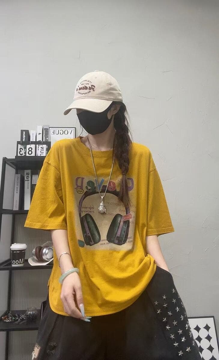 Футболка 2025 летняя новая с круглым вырезом повседневная литературная красочная универсальная рубашка с короткими рукавами