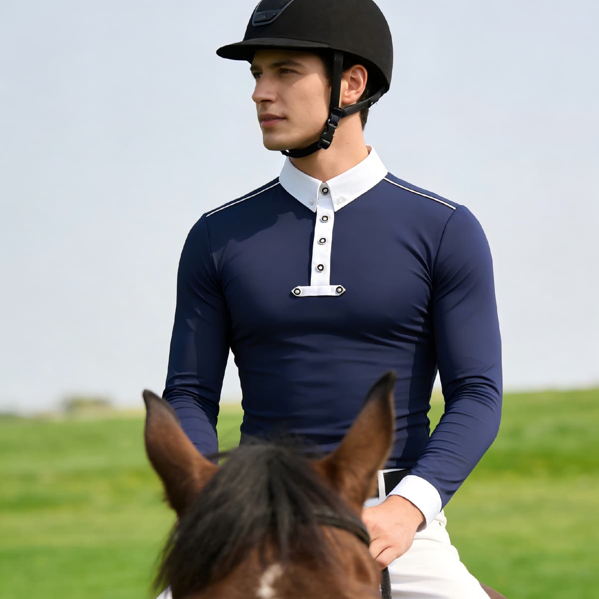 Мужская конная рубашка эластичная облегка профессиональный конный спорт для взрослых верхом на лошадях костюм POLO рубашка...