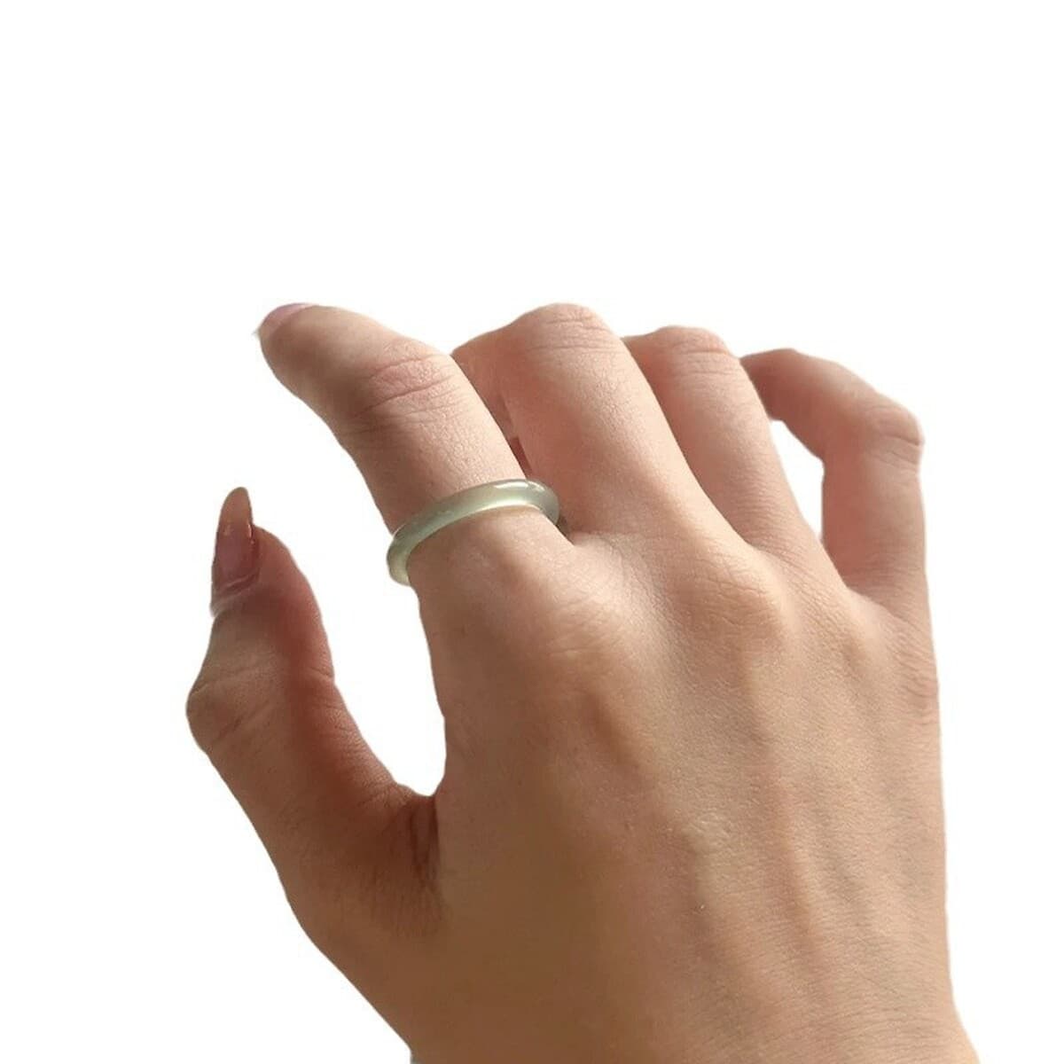 Лошадь с вегетарианским конским белым льдом натуральный высокий лед Мадагаскар халцедонное кольцо кольцо кольцо для мужчин и...