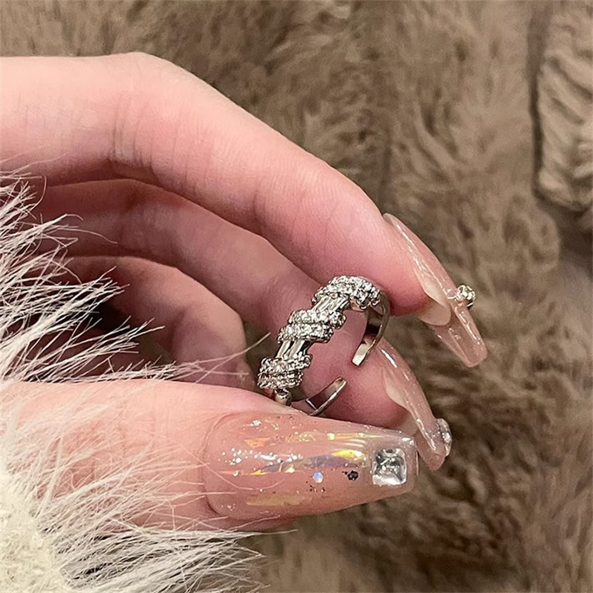 Срединный стиль s925 стерлингового серебра циркона вытянуто кольцо для женщин ретро-ниши