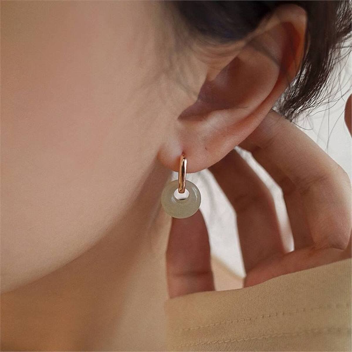 Женские серьги из нефрита Хэтиан, пряжка безопасности принцессы, нишевый дизайн, круглые серьги, изысканные серьги в...