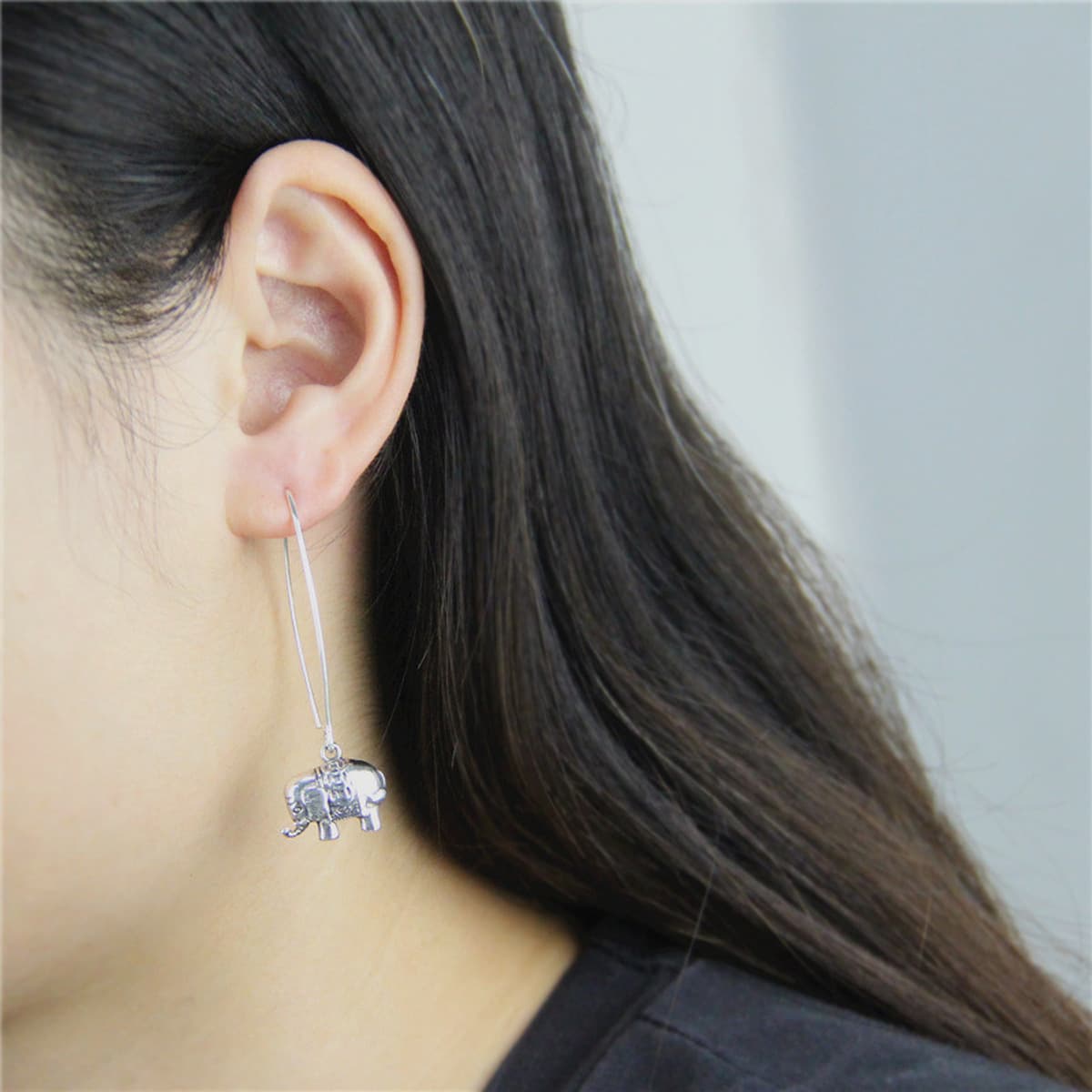 3D стерео тайский серебряный слоненок серьги женские ретро висячие деньги сумка для передачи длинных ушных подвесок Jiyong